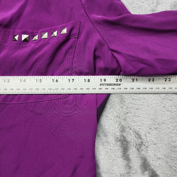 Sofia Vergara Top Womens M Purple 2-Tone Long Sleeve Popover Studded Pockets - Picture 9 of 11